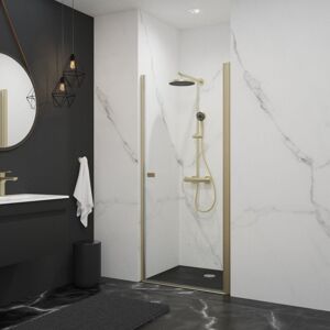 Schulte - Porte De Douche Pivotante, Verre 5 Mm Anticalcaire, Style, Profilé Or Mat 60 X 192 Cm - Publicité Schulte - Porte De Douche Pivotante, Verre 5 Mm Anticalcaire, Style, Profilé Or Mat 60 X 192 Cm - Publicité