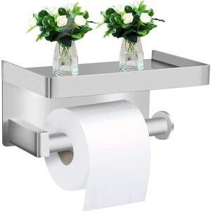 COOCHEER Porte-rouleau de papier toilette sans perçage avec étagère En acier inoxydable - Autocollant - Pour cuisine et salle de bain - Blanc - Publicité COOCHEER Porte-rouleau de papier toilette sans perçage avec étagère En acier inoxydable - Autocollant - Pour cuisine et salle de bain - Blanc - Publicité