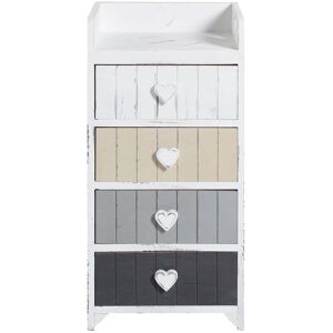 MOBILI REBECCA Rebecca Mobili Chiffonnier 4 Tiroirs Bois Gris Blanc Shabby Chic 72x35x27 - Publicité