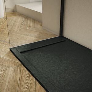 Mirlo - Receveur De Douche 70x110cm Extra Plat Ribera En Résine Surface Ardoisée Noir Grille Noire - Publicité Mirlo - Receveur De Douche 70x110cm Extra Plat Ribera En Résine Surface Ardoisée Noir Grille Noire - Publicité