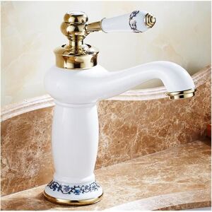 CONCEPT USINE Rétro Mitigeur Robinet De Lavabo Laiton & Céramique Évier Bleu Et Blanc En Porcelaine À Long Cou Vintage Floral Avec L'Entrée D'Eau Froide/chaude Cuisine Salle De Bain(blanc) - Publicité CONCEPT USINE Rétro Mitigeur Robinet De Lavabo Laiton & Céramique Évier Bleu Et Blanc En Porcelaine À Long Cou Vintage Floral Avec L'Entrée D'Eau Froide/chaude Cuisine Salle De Bain(blanc) - Publicité