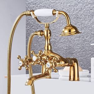 SJQKA Robinet De Baignoire De Style Téléphone Classique, Robinet De Baignoire Chaise Longue Doré, Pommeau De Douche Debout, Robinet De Baignoire-douche Européen - Publicité SJQKA Robinet De Baignoire De Style Téléphone Classique, Robinet De Baignoire Chaise Longue Doré, Pommeau De Douche Debout, Robinet De Baignoire-douche Européen - Publicité