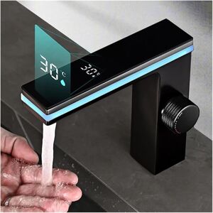 CONCEPT USINE Robinet De Lavabo De Salle De Bain À Affichage Numérique Led Monté Sur Comptoir, Mitigeur D'Eau Chaude Et Froide, Robinet De Meuble-lavabo,noir(aluminium) - Publicité CONCEPT USINE Robinet De Lavabo De Salle De Bain À Affichage Numérique Led Monté Sur Comptoir, Mitigeur D'Eau Chaude Et Froide, Robinet De Meuble-lavabo,noir(aluminium) - Publicité