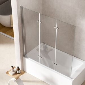 S'Afielina - Pare-baignoire Relevable En Verre De Sécurité Trempé (esg) De 6 Mm, Paroi De Baignoire À 3 Volets En Verre Transparent, Profilé En Aluminium Argenté, 130 X 140 Cm - Publicité S'Afielina - Pare-baignoire Relevable En Verre De Sécurité Trempé (esg) De 6 Mm, Paroi De Baignoire À 3 Volets En Verre Transparent, Profilé En Aluminium Argenté, 130 X 140 Cm - Publicité