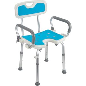 Swanew - Siège de douche réglable en hauteur tabouret de douche antidérapants charge max.136 Kg alu hdpe blanc Bleu Accoudoir réversible - Bleu - Publicité