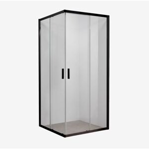 Paroi De Douche Carrée Avec Portes Coulissantes À Fermeture Douce, Verre Trempé 6 Mm Et Aluminium Brent Sklum Noir Mate - Publicité Paroi De Douche Carrée Avec Portes Coulissantes À Fermeture Douce, Verre Trempé 6 Mm Et Aluminium Brent Sklum Noir Mate - Publicité