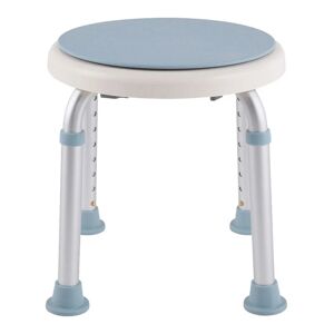 Swanew - Siège de douche réglable en hauteur tabouret de douche ergonomique pieds antidérapants charge alu blanc max. 136 kg - Plaque d'assise ronde - bleu - Publicité