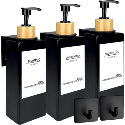GRASSLIN 3 Pièces Distributeur Savon Mural Sans Percage, Distributeur De Savon Mural Avec 32 Étiquettes Imperméables, 500ml Distributeur Gel Douche Mural, Distributeur Savon Salle De Bain, Noir Bambou'flacon N - Publicité GRASSLIN 3 Pièces Distributeur Savon Mural Sans Percage, Distributeur De Savon Mural Avec 32 Étiquettes Imperméables, 500ml Distributeur Gel Douche Mural, Distributeur Savon Salle De Bain, Noir Bambou'flacon N - Publicité