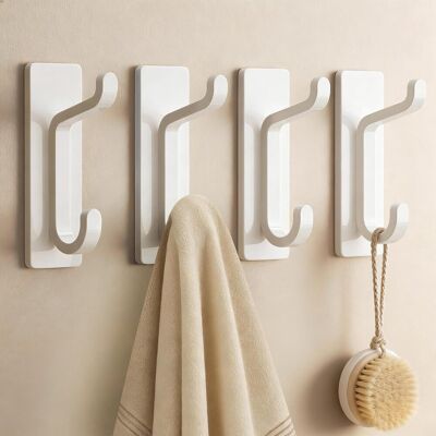 GRASSLIN Lot De 4 - Crochet Mural - Porte-serviettes - Adhésif Sans Perçage - Support Jusqu'à 6 Kg - Pour Salle De Bain Et Cuisine - Blanc - 8x5 Cm - Publicité GRASSLIN Lot De 4 - Crochet Mural - Porte-serviettes - Adhésif Sans Perçage - Support Jusqu'à 6 Kg - Pour Salle De Bain Et Cuisine - Blanc - 8x5 Cm - Publicité