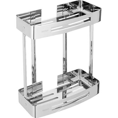 OEM Étagère De Douche D'Angle 2 Niveaux, Acier Inoxydable, Panier De Rangement (à Percer) - Publicité OEM Étagère De Douche D'Angle 2 Niveaux, Acier Inoxydable, Panier De Rangement (à Percer) - Publicité