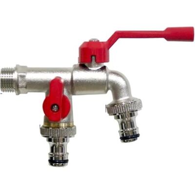 ABYSSE 1 Robinet Extérieur Double Sortie Adapté Pour Machine À Laver, Robinet Antigel Adapté Pour Balcon De Jardin (rouge Brossé) - Publicité ABYSSE 1 Robinet Extérieur Double Sortie Adapté Pour Machine À Laver, Robinet Antigel Adapté Pour Balcon De Jardin (rouge Brossé) - Publicité