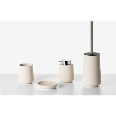 BELIANI Ensemble D'Accessoires De Salle De Bain 4 Pièces En Polyrésine Distributeur De Savon Brosse De Toilette Gobelet Beige Suches - Publicité BELIANI Ensemble D'Accessoires De Salle De Bain 4 Pièces En Polyrésine Distributeur De Savon Brosse De Toilette Gobelet Beige Suches - Publicité