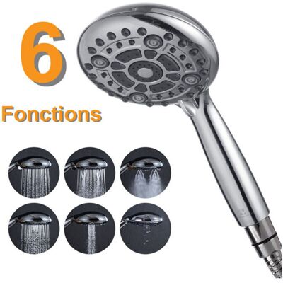 BRINSEA Pommeau De Douche Chromé Douchette À Main Rainshower 6 Jets Aux Choix Pomme De Douche Picots Anticalaire Type Universel - Publicité BRINSEA Pommeau De Douche Chromé Douchette À Main Rainshower 6 Jets Aux Choix Pomme De Douche Picots Anticalaire Type Universel - Publicité