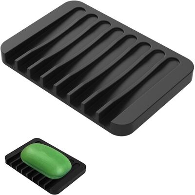GRASSLIN 1 Porte-savon, Silicone Noir, Drainage Incurvé, Antidérapant, Douche Cuisine - Publicité GRASSLIN 1 Porte-savon, Silicone Noir, Drainage Incurvé, Antidérapant, Douche Cuisine - Publicité