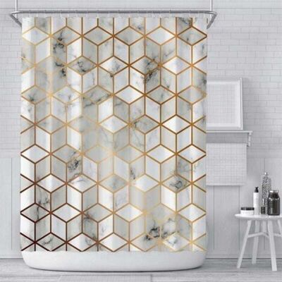 ABYSSE Rideau De Douche Anti Moisissure En Tissu Polyester, Original Rideau De Bain Impermeable Lavable En Machine, Avec 12 Crochets Pour Salle De Bains,180x180cm - Publicité ABYSSE Rideau De Douche Anti Moisissure En Tissu Polyester, Original Rideau De Bain Impermeable Lavable En Machine, Avec 12 Crochets Pour Salle De Bains,180x180cm - Publicité