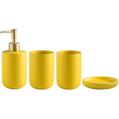 OEM Ensemble D'Accessoires De Salle De Bain De Luxe En Céramique - Distributeur De Savon/lotion, Gobelet À Brosse À Dents, Porte-savon Pour Maison, Hôtel, Salle De Bain - Jaune-dou - Publicité OEM Ensemble D'Accessoires De Salle De Bain De Luxe En Céramique - Distributeur De Savon/lotion, Gobelet À Brosse À Dents, Porte-savon Pour Maison, Hôtel, Salle De Bain - Jaune-dou - Publicité