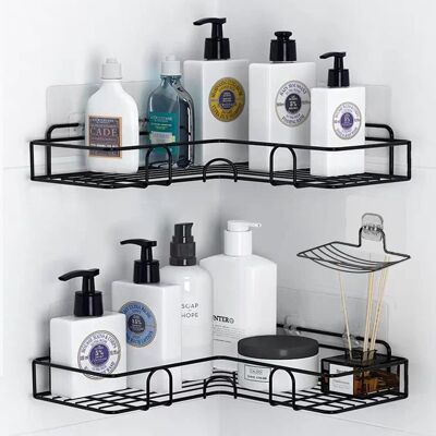 SYMOLEXA 2 - Étagère Douche - Panier Rangement - Design Angle 90° Sans Perçage - Adhésif Puissant Charge 15kg - Salle De Bain Cuisine - Transparent - 2 Tailles - Publicité SYMOLEXA 2 - Étagère Douche - Panier Rangement - Design Angle 90° Sans Perçage - Adhésif Puissant Charge 15kg - Salle De Bain Cuisine - Transparent - 2 Tailles - Publicité