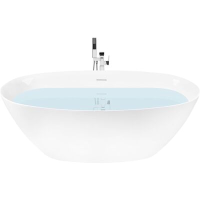 BELIANI Baignoire Ilot Moderne En Acrylique 160 Cm Forme Ovale Blanche Kollpa - Publicité BELIANI Baignoire Ilot Moderne En Acrylique 160 Cm Forme Ovale Blanche Kollpa - Publicité