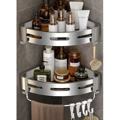ABYSSE Étagère De Douche D'Angle, Lot De 2, Étagère Murale De Salle De Bain Avec Adhésif, Rangement Pour Toilettes, Chambre Et Cuisine - Publicité ABYSSE Étagère De Douche D'Angle, Lot De 2, Étagère Murale De Salle De Bain Avec Adhésif, Rangement Pour Toilettes, Chambre Et Cuisine - Publicité
