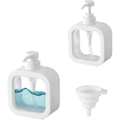 GRASSLIN 2 Pièces - Distributeur Savon - Flacon Pompe - Rechargeable Plastique Transparent Pour Gel Douche Shampoing Cuisine Salle De Bain Blanc 17,5x10x5cm - Publicité GRASSLIN 2 Pièces - Distributeur Savon - Flacon Pompe - Rechargeable Plastique Transparent Pour Gel Douche Shampoing Cuisine Salle De Bain Blanc 17,5x10x5cm - Publicité