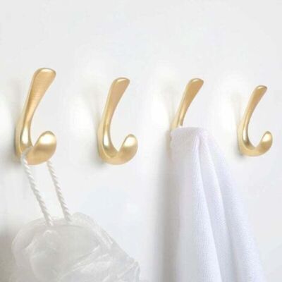 ABYSSE Lot De 4 Crochets Porte-serviettes De Salle De Bain, Finition Or Brossé, Pour Serviettes, Peignoirs Et Autres Accessoires. Publicité ABYSSE Lot De 4 Crochets Porte-serviettes De Salle De Bain, Finition Or Brossé, Pour Serviettes, Peignoirs Et Autres Accessoires. Publicité