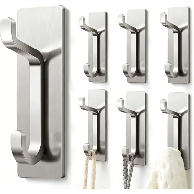 GRASSLIN Lot De 6 - Crochet Mural - Porte-serviettes - Adhésif Sans Perçage - Support Jusqu'à 6 Kg - Pour Salle De Bain Et Cuisine - Argent - 6 Pièces - Publicité GRASSLIN Lot De 6 - Crochet Mural - Porte-serviettes - Adhésif Sans Perçage - Support Jusqu'à 6 Kg - Pour Salle De Bain Et Cuisine - Argent - 6 Pièces - Publicité