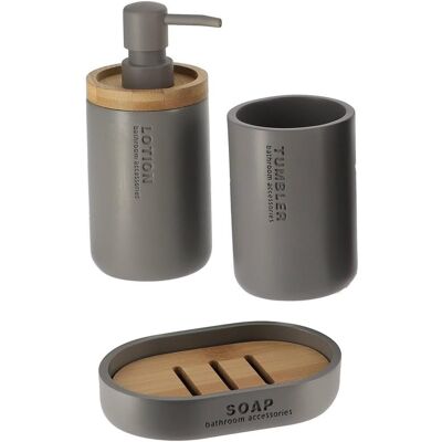 GRASSLIN Set 3 Pièces Accessoire Salle De Bain, Distributeur Savon Polyresine, Porte Savon Bambou, Pour Lavabo - Publicité GRASSLIN Set 3 Pièces Accessoire Salle De Bain, Distributeur Savon Polyresine, Porte Savon Bambou, Pour Lavabo - Publicité