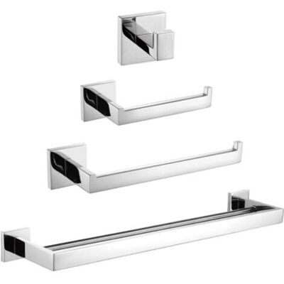 ABYSSE 4 Accessoires De Salle De Bain Muraux En Acier Inoxydable Brossé Antirouille, Avec Barre Porte-serviettes, Anneau Porte-serviettes, Support Pour Papier Toilette, Crochet - Publicité ABYSSE 4 Accessoires De Salle De Bain Muraux En Acier Inoxydable Brossé Antirouille, Avec Barre Porte-serviettes, Anneau Porte-serviettes, Support Pour Papier Toilette, Crochet - Publicité