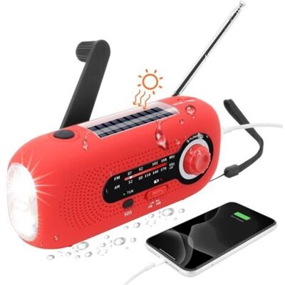ABYSSE (rouge)radio Solaire Portable,radio Dynamo,solaire Radio Avec Alarme Sos Pour Les Urgences,petite Radio,étanche Ipx3 Radio,radio À Manivelle Am/fm,lampe Poche,2000mah Batterie - Publicité ABYSSE (rouge)radio Solaire Portable,radio Dynamo,solaire Radio Avec Alarme Sos Pour Les Urgences,petite Radio,étanche Ipx3 Radio,radio À Manivelle Am/fm,lampe Poche,2000mah Batterie - Publicité