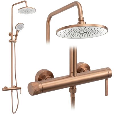 Rea – Ensemble De Douche Encastrée Cuivre Brossé – Pomme Haute Réglable – Système Anticalcaire – Installation En Surface – Entraxe 150mm - Publicité Rea – Ensemble De Douche Encastrée Cuivre Brossé – Pomme Haute Réglable – Système Anticalcaire – Installation En Surface – Entraxe 150mm - Publicité