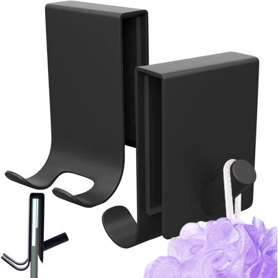 GRASSLIN Lot De 2 Crochet De Douche, Acier Inoxydable Noir, Support Serviette Sans Perçage, Accessoire Salle De Bain - Publicité GRASSLIN Lot De 2 Crochet De Douche, Acier Inoxydable Noir, Support Serviette Sans Perçage, Accessoire Salle De Bain - Publicité