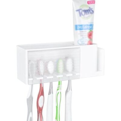 ABYSSE Blanc Porte-brosse À Dents Autocollant Multifonctionnel, Porte-brosse À Dents Mural Avec Couvercle, Boîte De Rangement De Dentifrice Et Brosse À Dents Pour Salle De Bain - Publicité ABYSSE Blanc Porte-brosse À Dents Autocollant Multifonctionnel, Porte-brosse À Dents Mural Avec Couvercle, Boîte De Rangement De Dentifrice Et Brosse À Dents Pour Salle De Bain - Publicité