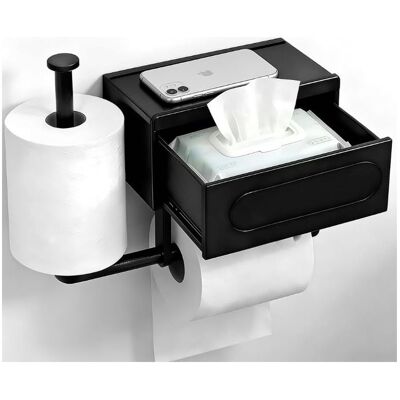 Vision Porte-rouleau De Papier Toilette 2 En 1 - Installation Sans Perçage - Noir - Distributeur De Lingettes Humides Intégré - Adhésif - Pour Salle De Bain, Toilettes Et Cuisine - Publicité Vision Porte-rouleau De Papier Toilette 2 En 1 - Installation Sans Perçage - Noir - Distributeur De Lingettes Humides Intégré - Adhésif - Pour Salle De Bain, Toilettes Et Cuisine - Publicité