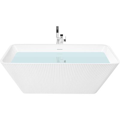 BELIANI Baignoire Ilot Moderne En Acrylique 170 Cm Cannelé Forme Rectangulaire Blanche Atcama - Publicité BELIANI Baignoire Ilot Moderne En Acrylique 170 Cm Cannelé Forme Rectangulaire Blanche Atcama - Publicité