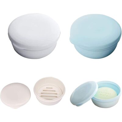 GRASSLIN Lot De 2 Porte-savon, Boîte Ronde Étanche Avec Drainage, Support Plastique Pour Voyage Et Salle De Bain - Publicité GRASSLIN Lot De 2 Porte-savon, Boîte Ronde Étanche Avec Drainage, Support Plastique Pour Voyage Et Salle De Bain - Publicité