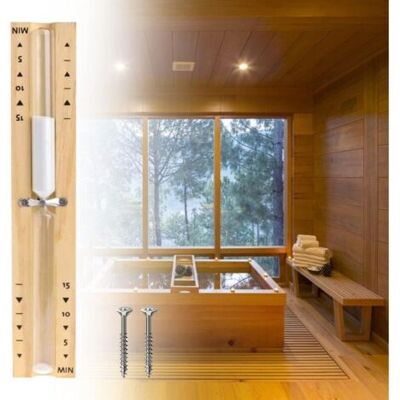 ABYSSE Sablier De Sauna Avec Minuteur De 15 Minutes, Résistant À La Chaleur, Sablier En Bois Blanc Sable - Publicité ABYSSE Sablier De Sauna Avec Minuteur De 15 Minutes, Résistant À La Chaleur, Sablier En Bois Blanc Sable - Publicité