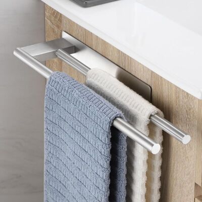 PELTOR Porte Serviette Salle De Bain Sans Percage, Adhesif Double Porte Serviette Acier Inoxydable Mural, Porte Serviettes Pour Salle De Bain Et Cuisine - Publicité PELTOR Porte Serviette Salle De Bain Sans Percage, Adhesif Double Porte Serviette Acier Inoxydable Mural, Porte Serviettes Pour Salle De Bain Et Cuisine - Publicité