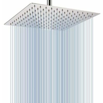 ABYSSE Grande Pomme De Douche Au Plafond De 30cm - Pommeau De Douche Carré À Haute Pression En Acier Inoxydable Pour Une Douche Confortable - Installée Au Mur Ou Plafond (chrome), - Publicité ABYSSE Grande Pomme De Douche Au Plafond De 30cm - Pommeau De Douche Carré À Haute Pression En Acier Inoxydable Pour Une Douche Confortable - Installée Au Mur Ou Plafond (chrome), - Publicité