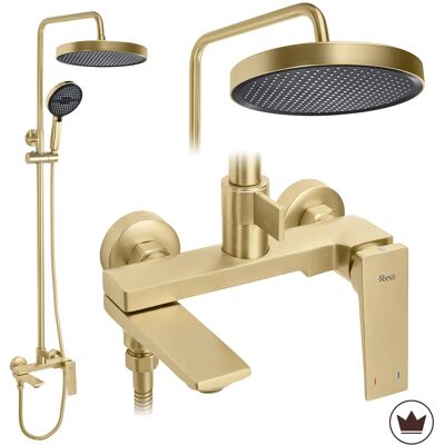 REA Ensemble De Douche Prime Gold Brossé À Montage En Surface Avec Bec Pivotant - Publicité REA Ensemble De Douche Prime Gold Brossé À Montage En Surface Avec Bec Pivotant - Publicité