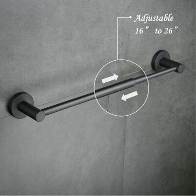 PELTOR Porte-serviettes Réglable 40cm À 66cm, Barre Porte Serviette Salle De Bain Mural, Noir, Acier Inoxydable 304 - Publicité PELTOR Porte-serviettes Réglable 40cm À 66cm, Barre Porte Serviette Salle De Bain Mural, Noir, Acier Inoxydable 304 - Publicité