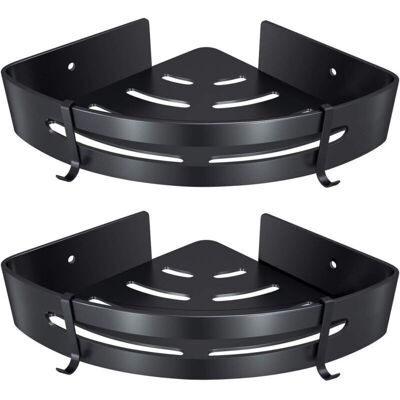 Scotch Etagère D'Angle De Salle De Bain, Etagère De Douche Sans Perçage Aluminium Adhésifs Panier De Rangement Douche Pour Shampoing Savon Serviette, Avec Crochets (triangle, Noir, 2 Pièces) - Publicité Scotch Etagère D'Angle De Salle De Bain, Etagère De Douche Sans Perçage Aluminium Adhésifs Panier De Rangement Douche Pour Shampoing Savon Serviette, Avec Crochets (triangle, Noir, 2 Pièces) - Publicité