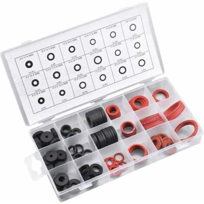 ABYSSE Joint Rondelle En Caoutchouc, 141 Pcs Rondelle En Caoutchouc Et Joint Fibre, 18 Tailles Joint Plat D'Etanchéité, Assortiment De Rondelles Pour Robinet, Vanne, Pompe, Plomberie -noir Et Rouge - Publicité ABYSSE Joint Rondelle En Caoutchouc, 141 Pcs Rondelle En Caoutchouc Et Joint Fibre, 18 Tailles Joint Plat D'Etanchéité, Assortiment De Rondelles Pour Robinet, Vanne, Pompe, Plomberie -noir Et Rouge - Publicité
