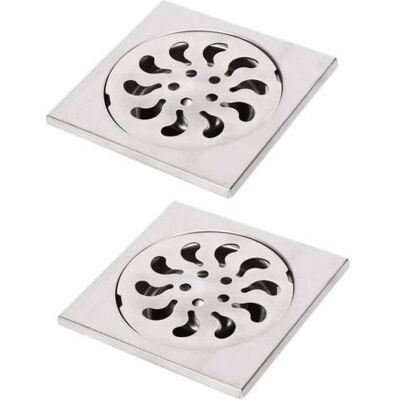 SCORPIO 2pcs Siphon De Sol Acier Inoxydable, Grille De Douche Carrée Filtre De Douche Drain De Douche Attrape Cheveux Pour Salle De Bain, 90x90x30mm - Publicité SCORPIO 2pcs Siphon De Sol Acier Inoxydable, Grille De Douche Carrée Filtre De Douche Drain De Douche Attrape Cheveux Pour Salle De Bain, 90x90x30mm - Publicité