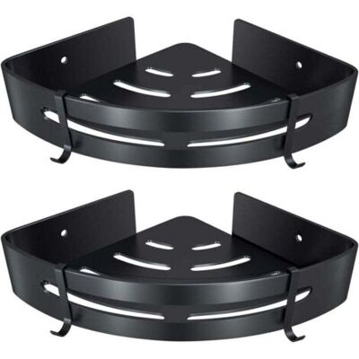 BEAUVIE Etagère D'Angle De Salle De Bain, Etagère De Douche Sans Perçage Aluminium Adhésifs Panier De Rangement Douche Pour Shampoing Savon Serviette, Avec Crochets (triangle, Noir, 2 Pièces) - Publicité BEAUVIE Etagère D'Angle De Salle De Bain, Etagère De Douche Sans Perçage Aluminium Adhésifs Panier De Rangement Douche Pour Shampoing Savon Serviette, Avec Crochets (triangle, Noir, 2 Pièces) - Publicité