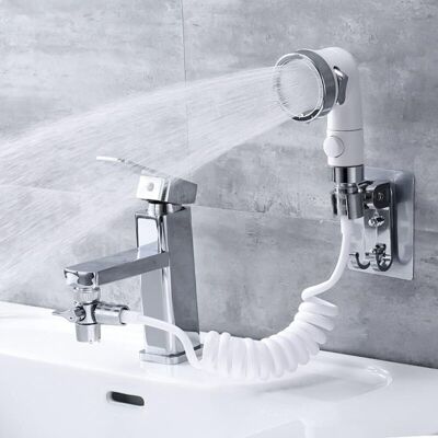 BRAST Ymyny Kit De Douchette Lavabo Cuvette, Trois Jets Disponibles Pommeau De Douche De Robinet Avec 1.5m De Tuyau Télescopique, Pratique Pour Le Salle De Bain Et La Cusine (robinet Pas Inclu) - Publicité BRAST Ymyny Kit De Douchette Lavabo Cuvette, Trois Jets Disponibles Pommeau De Douche De Robinet Avec 1.5m De Tuyau Télescopique, Pratique Pour Le Salle De Bain Et La Cusine (robinet Pas Inclu) - Publicité