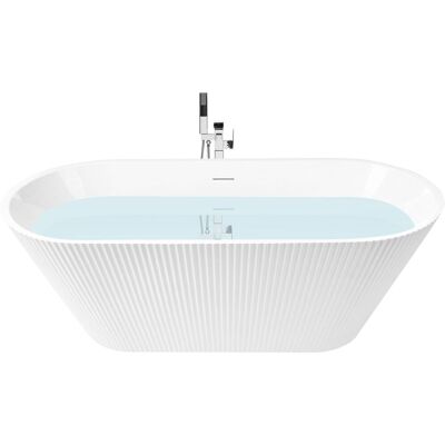 BELIANI Baignoire Ilot Moderne En Acrylique 170 Cm Cannelé Forme Ovale Blanche Potosi - Publicité BELIANI Baignoire Ilot Moderne En Acrylique 170 Cm Cannelé Forme Ovale Blanche Potosi - Publicité