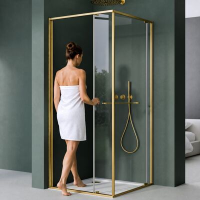 Mai & Mai Cabine De Douche Paroi De Douche Coulissante 75x75x195cm Porte De Douche Montage Réversible Verre Trempé De 6mm Traitement Nano Doré Rav69k - Publicité Mai & Mai Cabine De Douche Paroi De Douche Coulissante 75x75x195cm Porte De Douche Montage Réversible Verre Trempé De 6mm Traitement Nano Doré Rav69k - Publicité