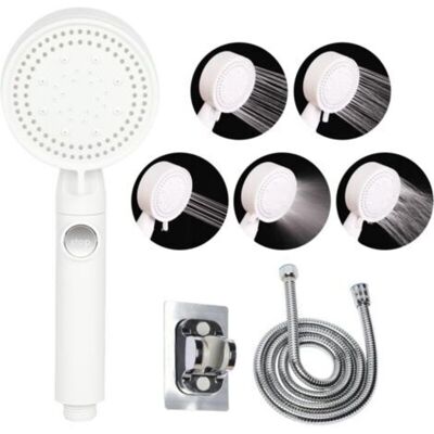 SANS MARQUE Pommeau De Douche À Haute Pression Économie D'Eau, Douchette Douche Salle De Bain Réglable À 5modes, Pommeau De Douche Anti Calcaire Avec Arret, Facile À Installer (blanc-b) - Publicité SANS MARQUE Pommeau De Douche À Haute Pression Économie D'Eau, Douchette Douche Salle De Bain Réglable À 5modes, Pommeau De Douche Anti Calcaire Avec Arret, Facile À Installer (blanc-b) - Publicité