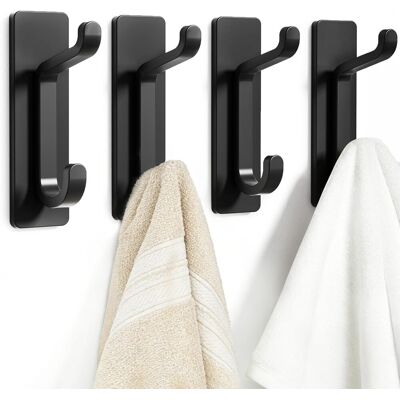 GRASSLIN Lot De 4 - Crochet Mural - Porte-serviettes - Adhésif Sans Perçage - Charge 6 Kg - Aluminium Inoxydable - Salle De Bain Et Cuisine - Noir - 8x5 Cm - Publicité GRASSLIN Lot De 4 - Crochet Mural - Porte-serviettes - Adhésif Sans Perçage - Charge 6 Kg - Aluminium Inoxydable - Salle De Bain Et Cuisine - Noir - 8x5 Cm - Publicité
