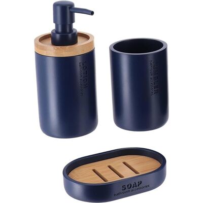 GRASSLIN Set 3 Pièces Accessoire Salle De Bain, Distributeur Savon Polyresine, Porte Savon Bambou, Pour Lavabo Familial - Publicité GRASSLIN Set 3 Pièces Accessoire Salle De Bain, Distributeur Savon Polyresine, Porte Savon Bambou, Pour Lavabo Familial - Publicité
